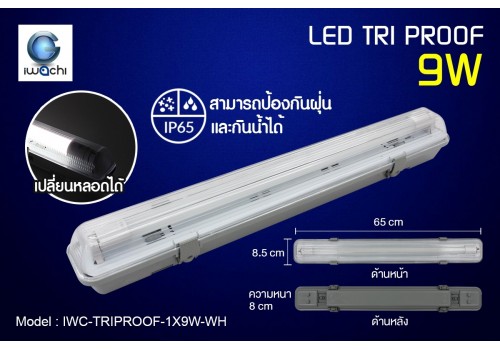 ชุดโคมไฟกันฝุ่น IWACHI-TRIPROOF-1X9W-WH แสงขาว